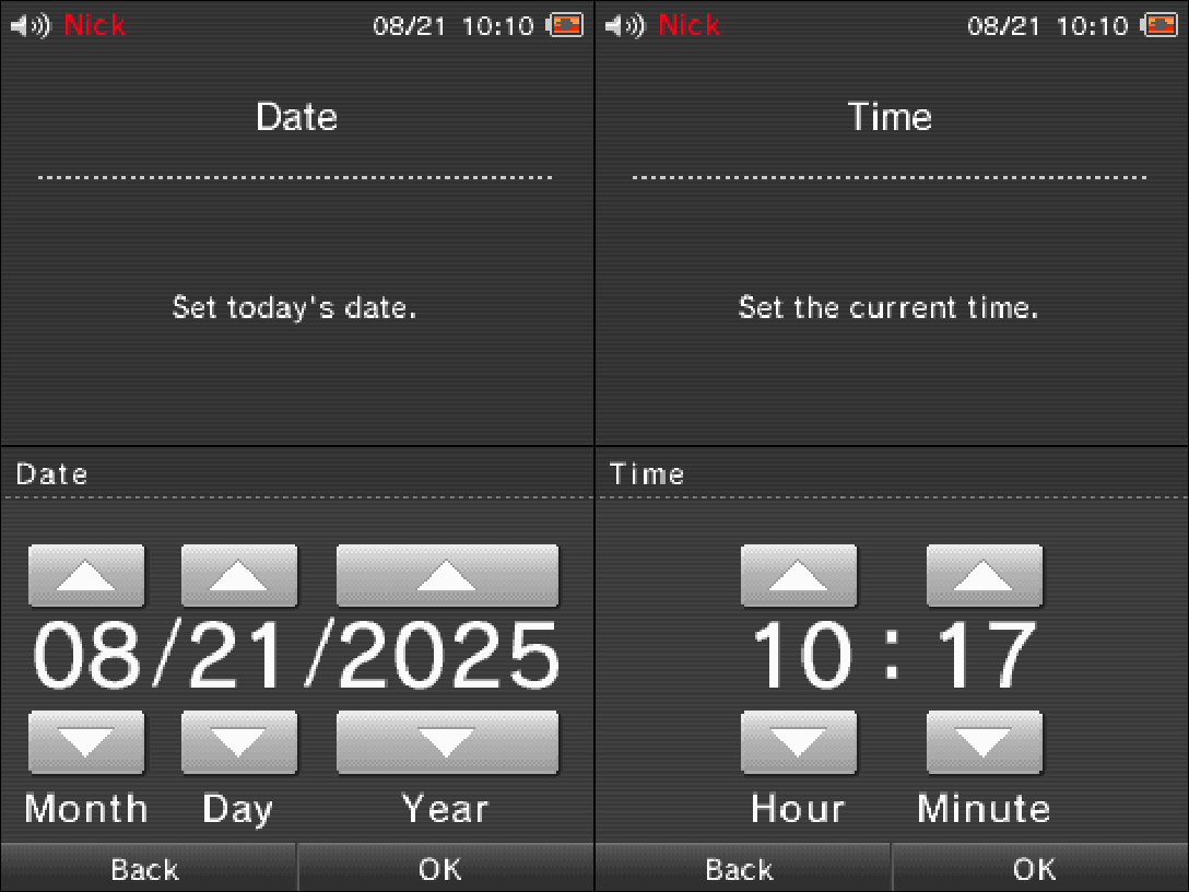 DSi Date & Time settings