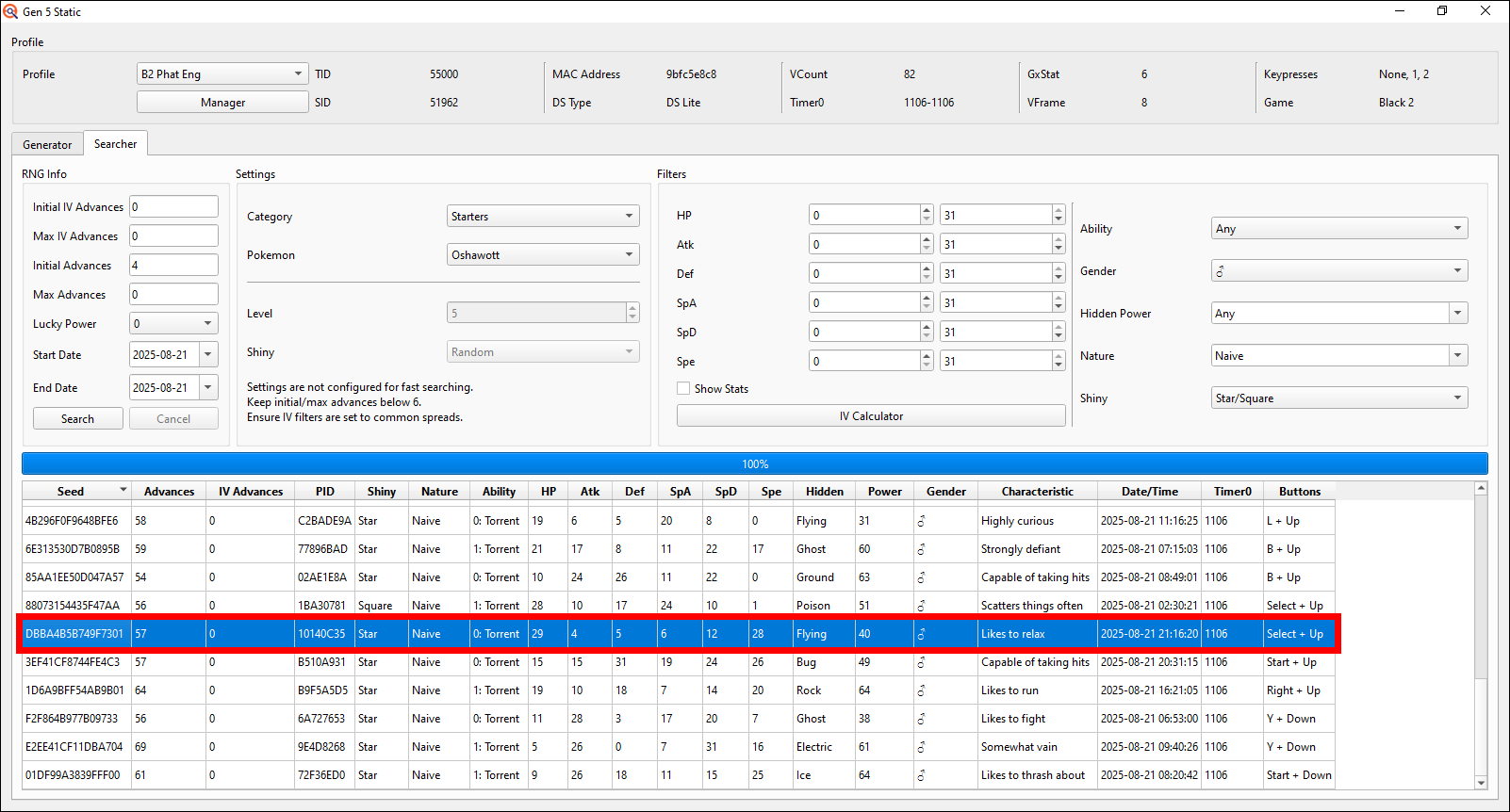 PokeFinder settings