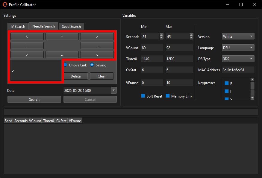 Adding first needle to Calibration window