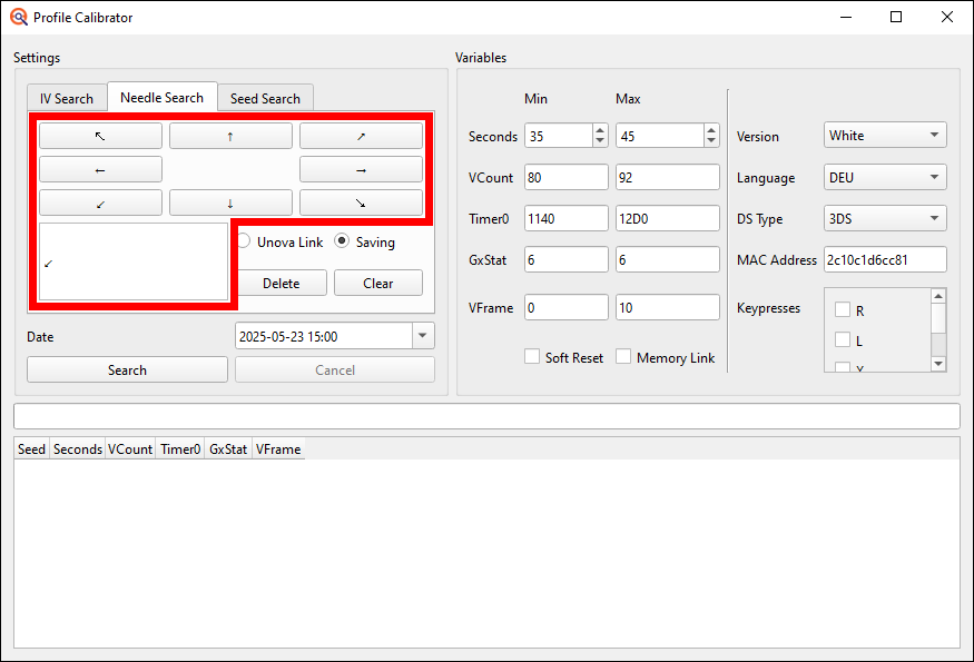 Adding first needle to Calibration window