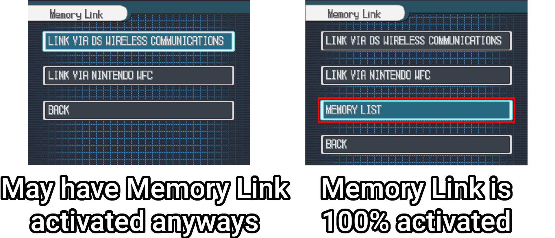Where to check for Memory Link