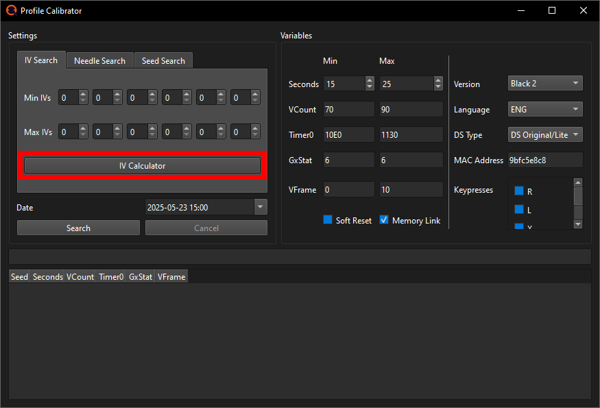 Opening the IV Calculator