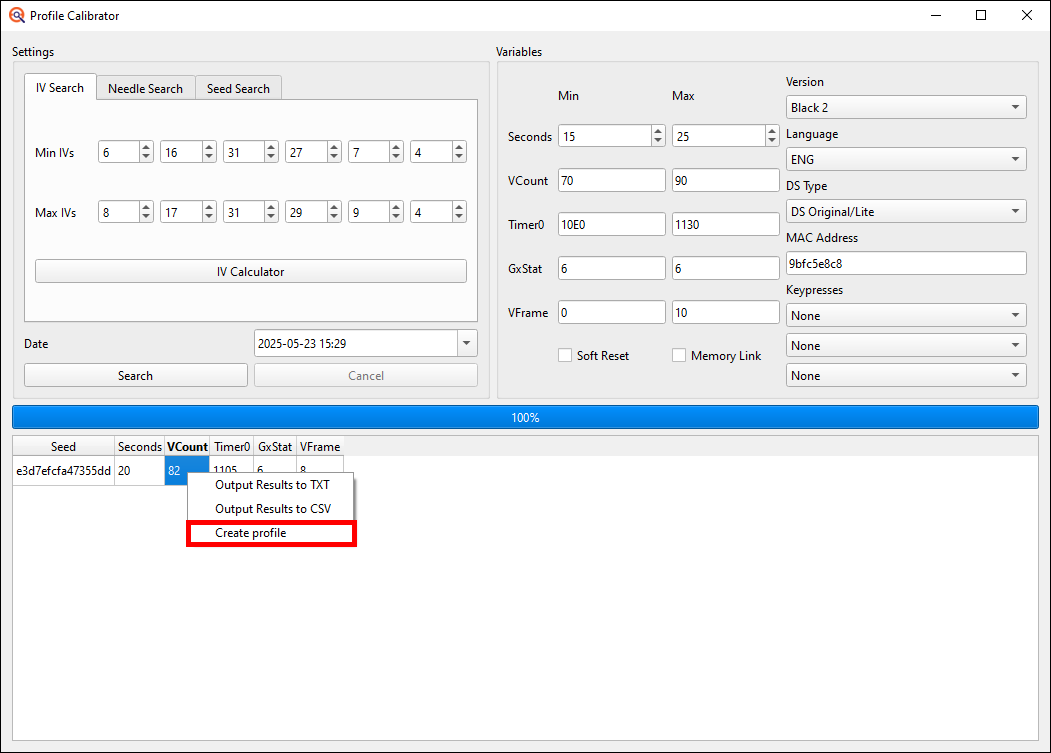 Creating a profile