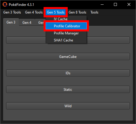 Opening the Profile Calibrator