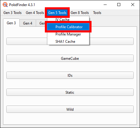Opening the Profile Calibrator