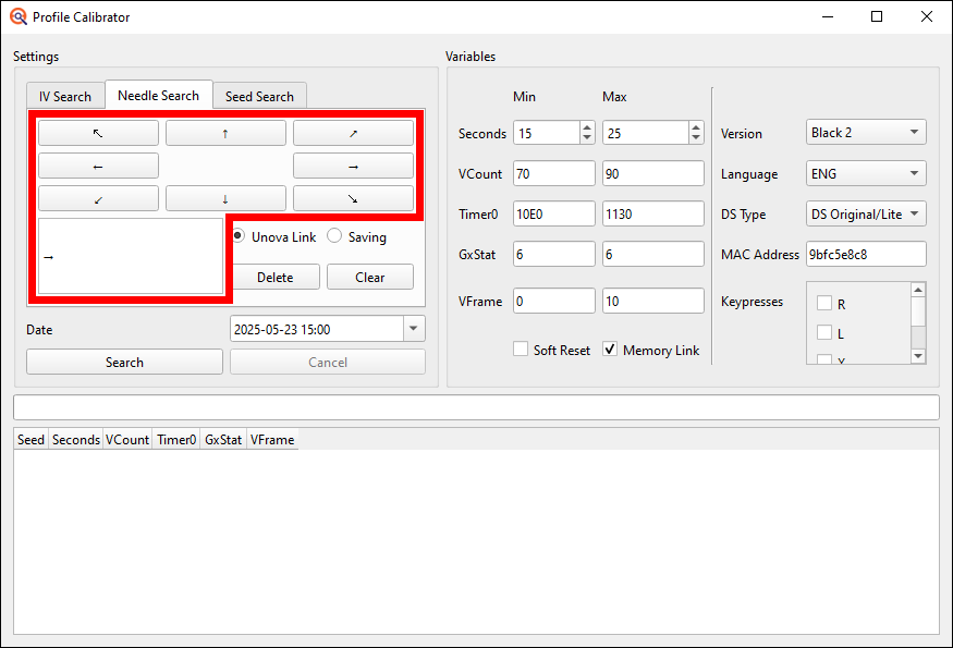 Adding first needle to Calibration window