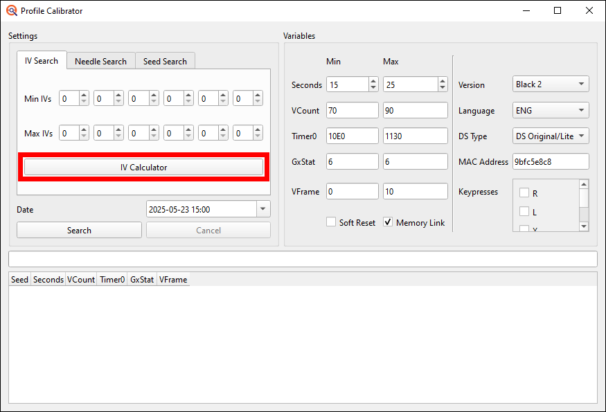 Opening the IV Calculator