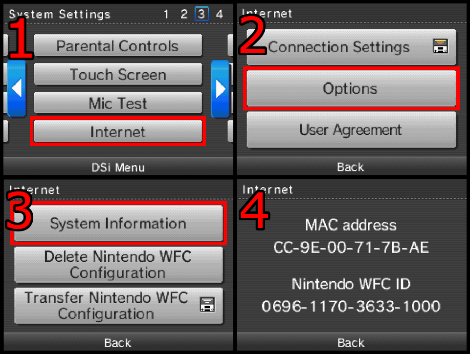 DSi MAC Address location