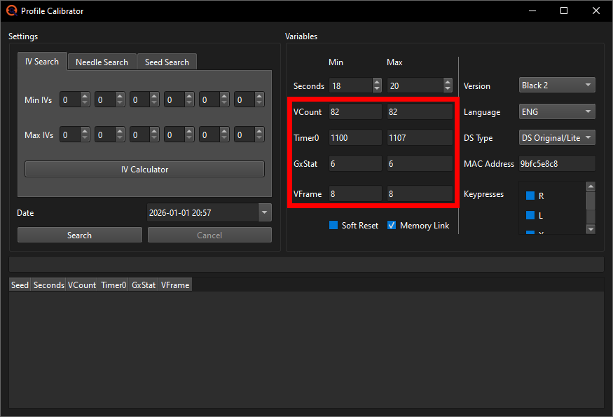Profile Calibrator settings 2
