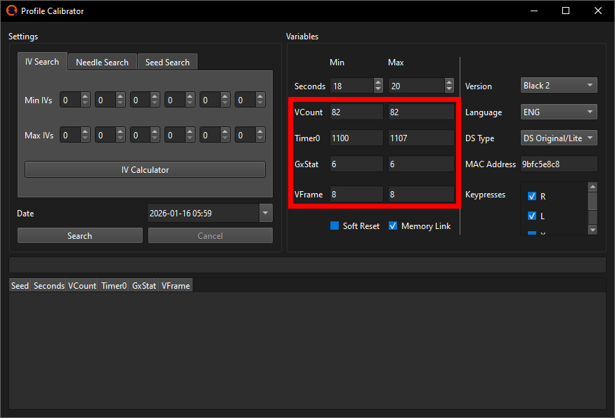 Profile Calibrator settings 2