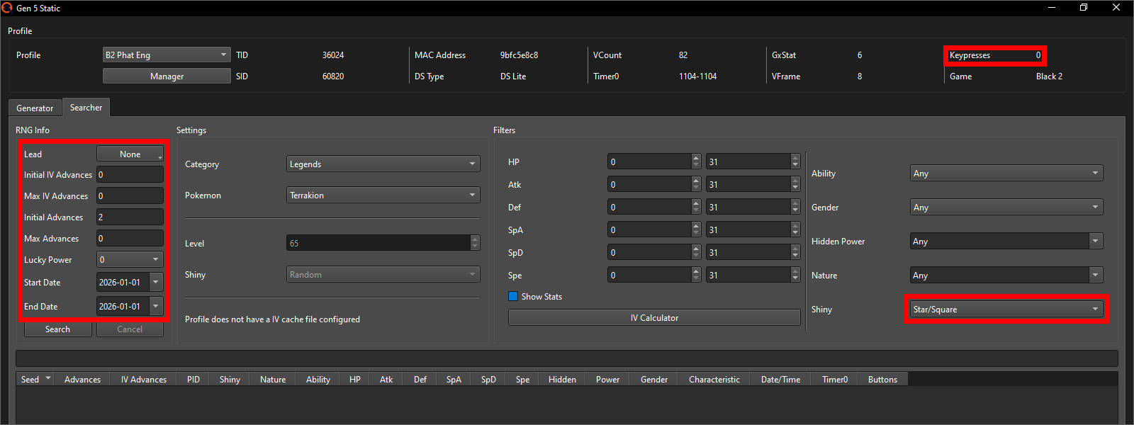 Searcher final settings