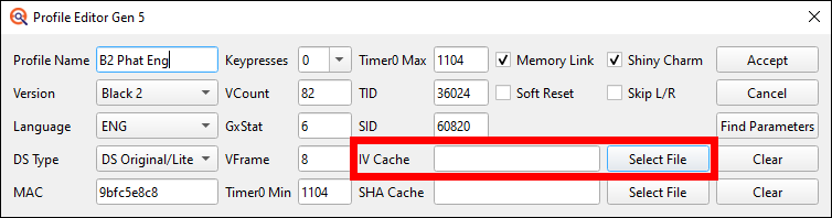 Profile Editor no Cache