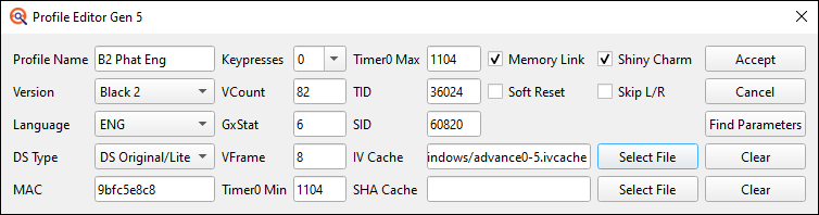 Profile Editor with Cache