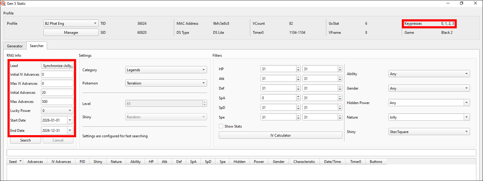 Searcher final settings