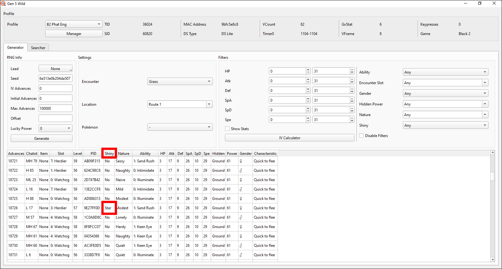 RNG Advances - shiny Advance
