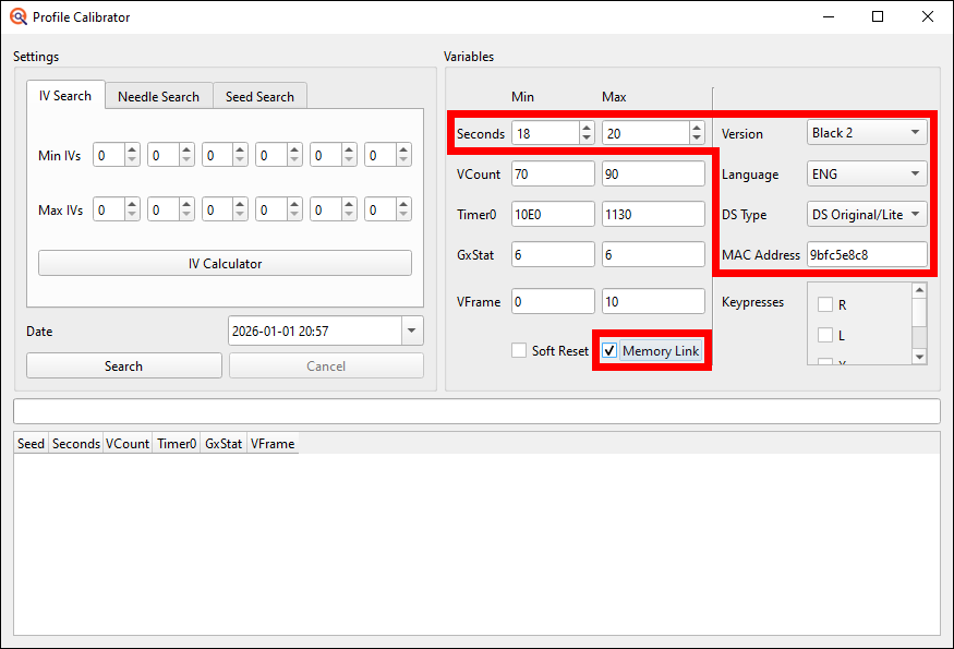 Profile Calibrator settings 1