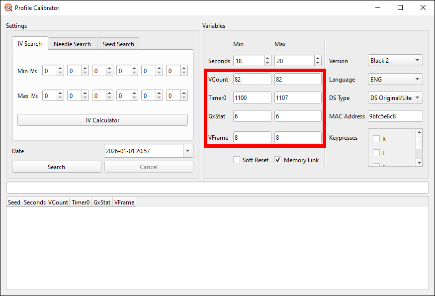 Profile Calibrator settings 2