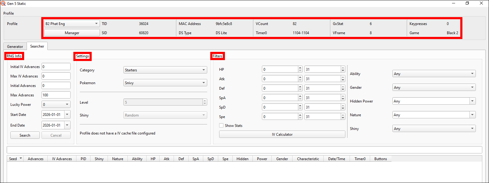 Searcher sections and Profile