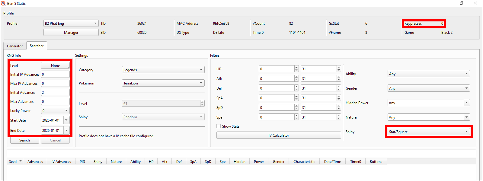 Searcher final settings