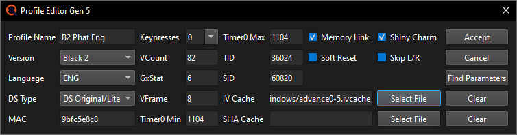 Profile Editor with Cache