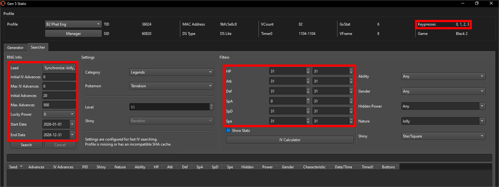 Searcher final settings