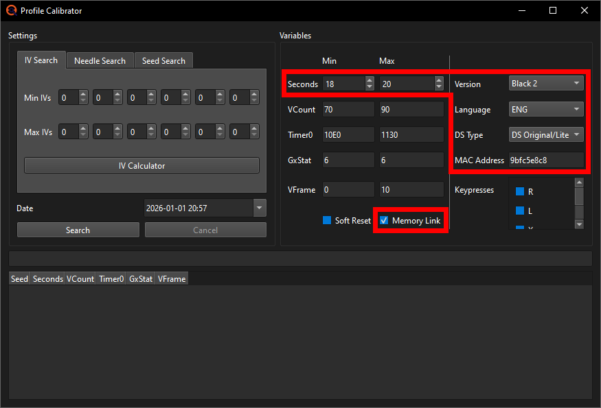 Profile Calibrator settings 1