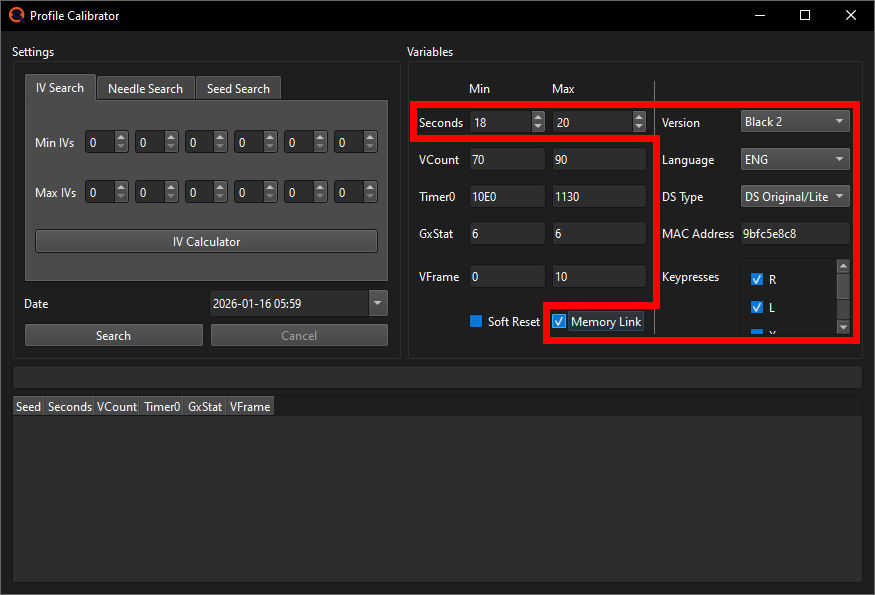 Profile Calibrator settings 1