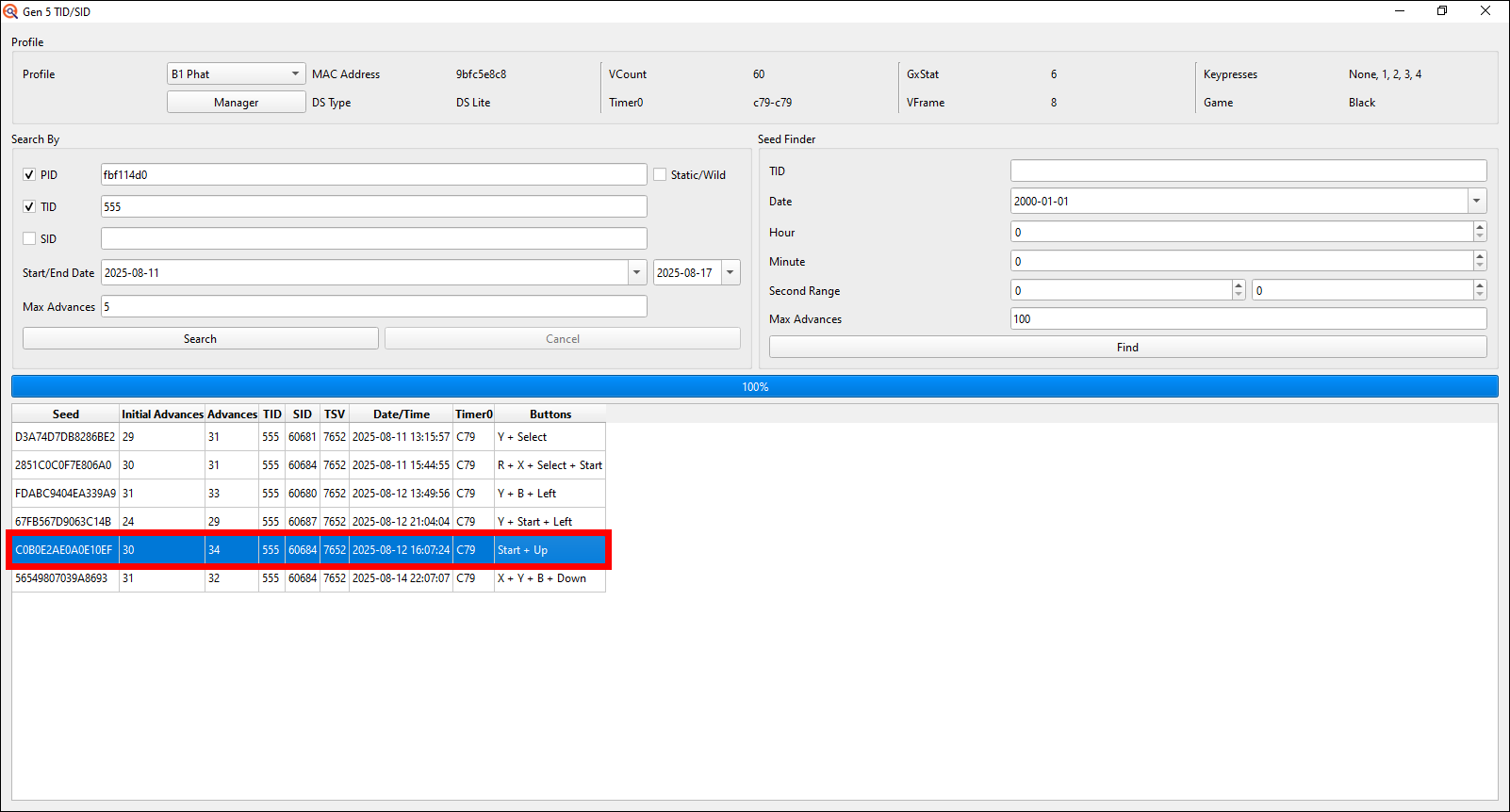 Results with increased settings