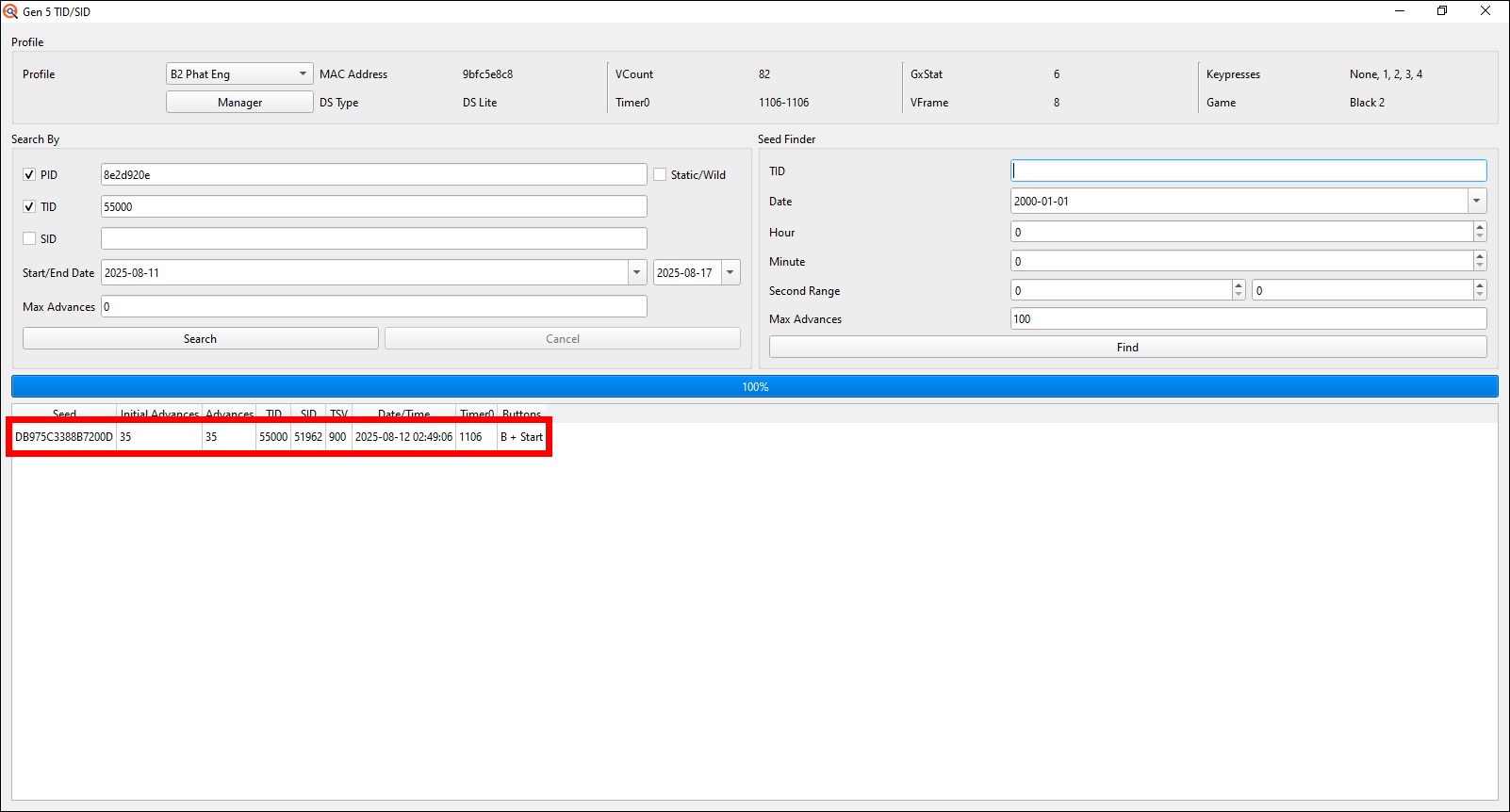 My selected ID with updated settings