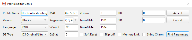 Troubleshooting profile