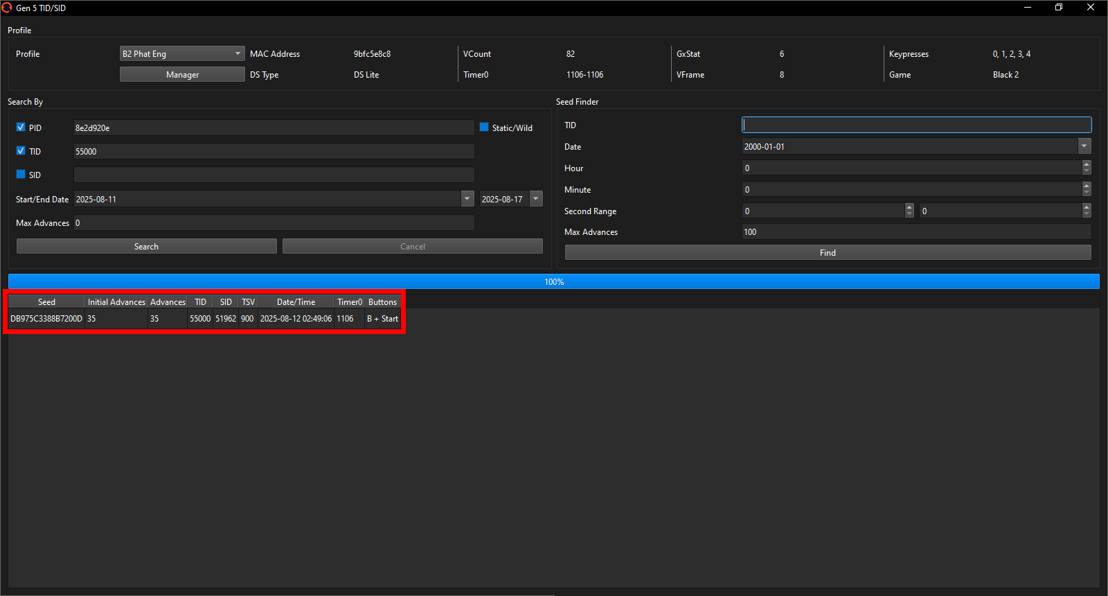 My target TID/SID combo