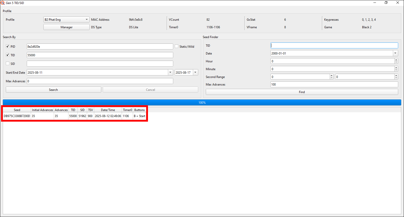 My target TID/SID combo