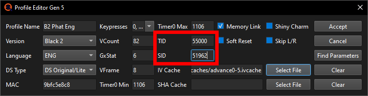 Updating the main Profile with our TID/SID