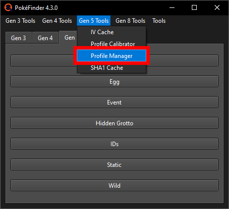 Profile Manager navigation