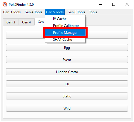 Profile Manager navigation