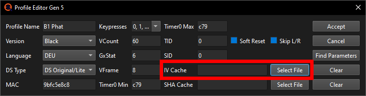 Profile Editor no Cache