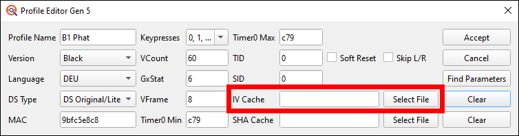 Profile Editor no Cache