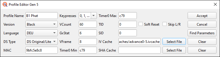 Profile Editor with Cache