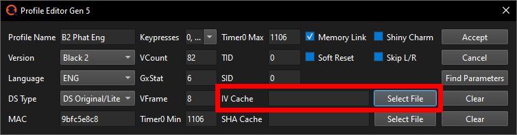 Profile Editor no Cache