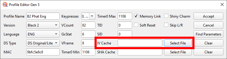 Profile Editor no Cache