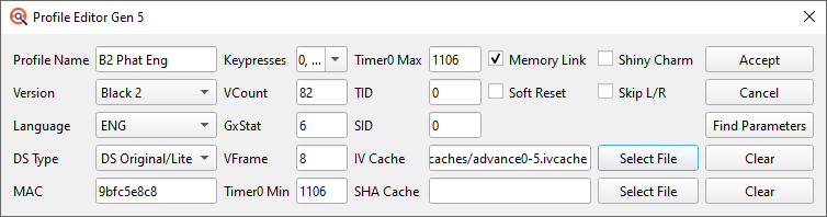 Profile Editor with Cache