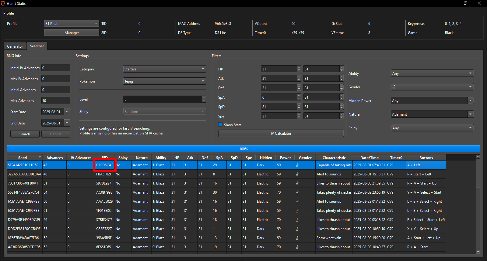 Target PID for later