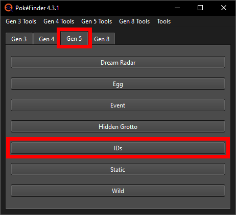 Opening the IDs window