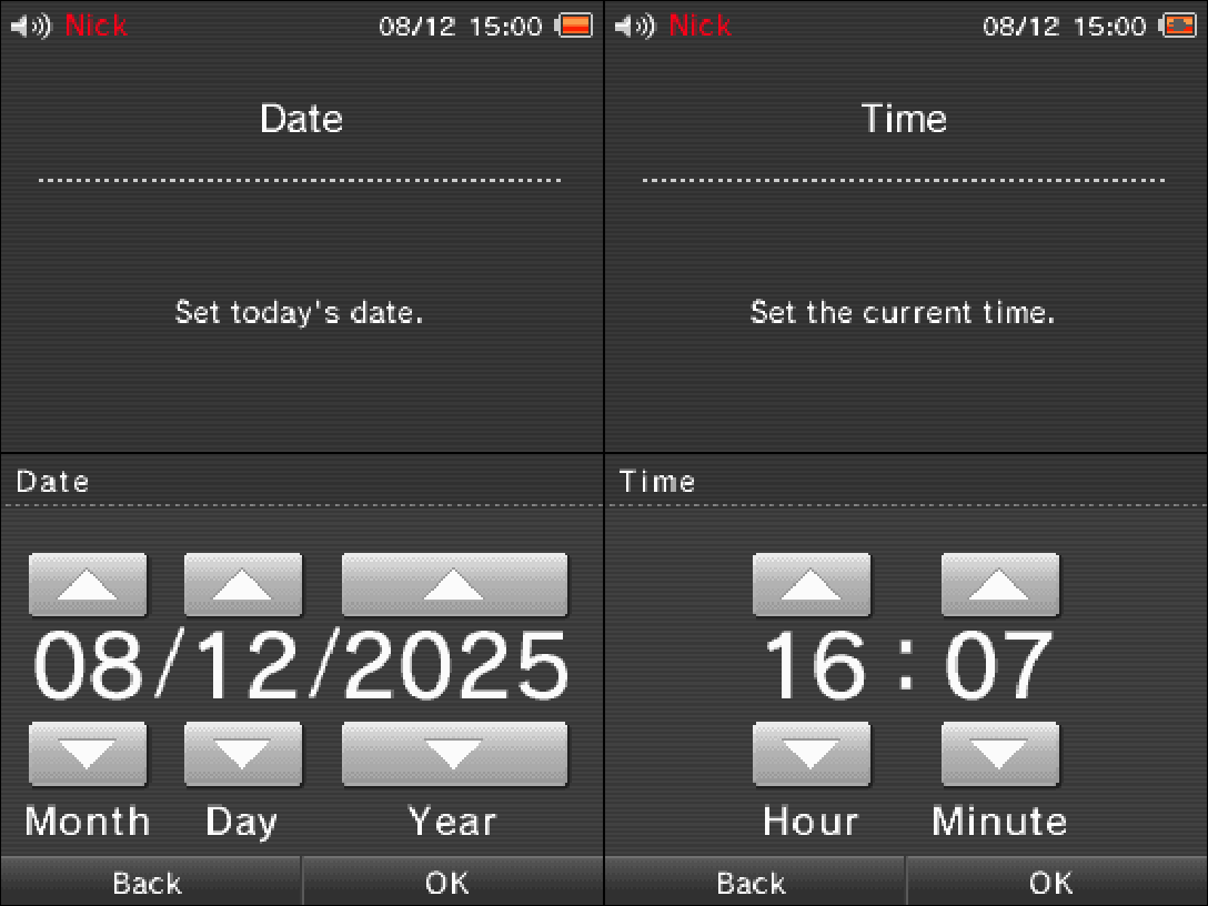 DSi Date & Time settings
