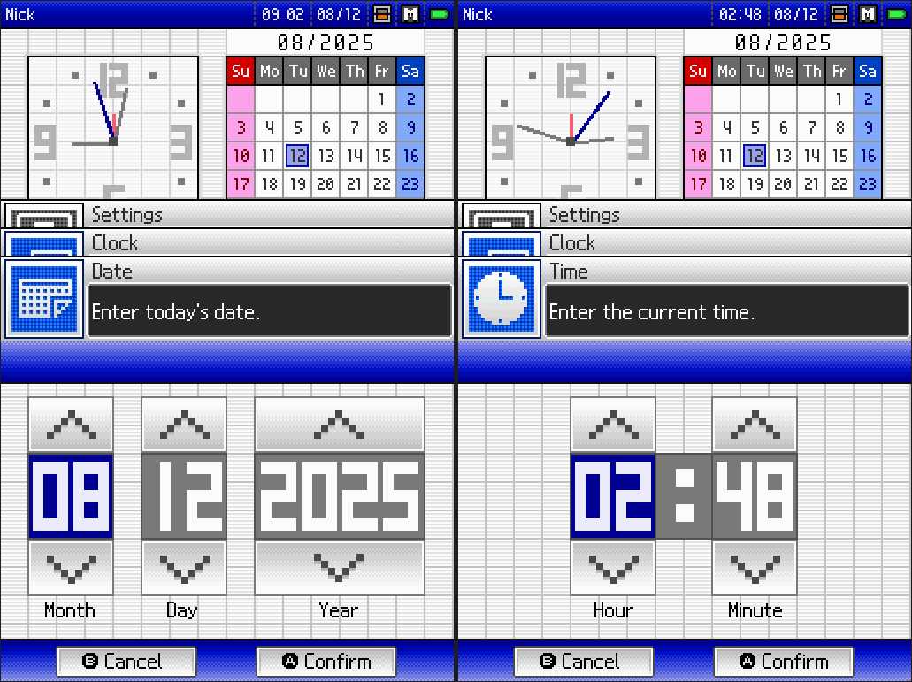 DS Date & Time settings