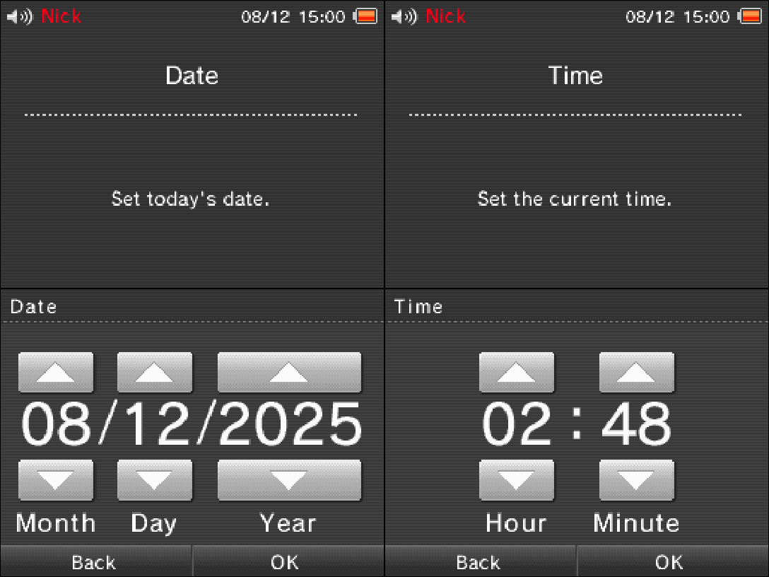 DSi Date & Time settings
