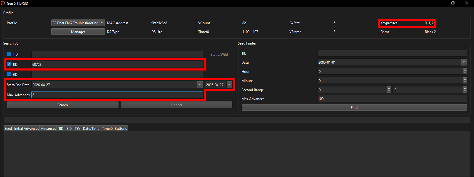 IDs window setup