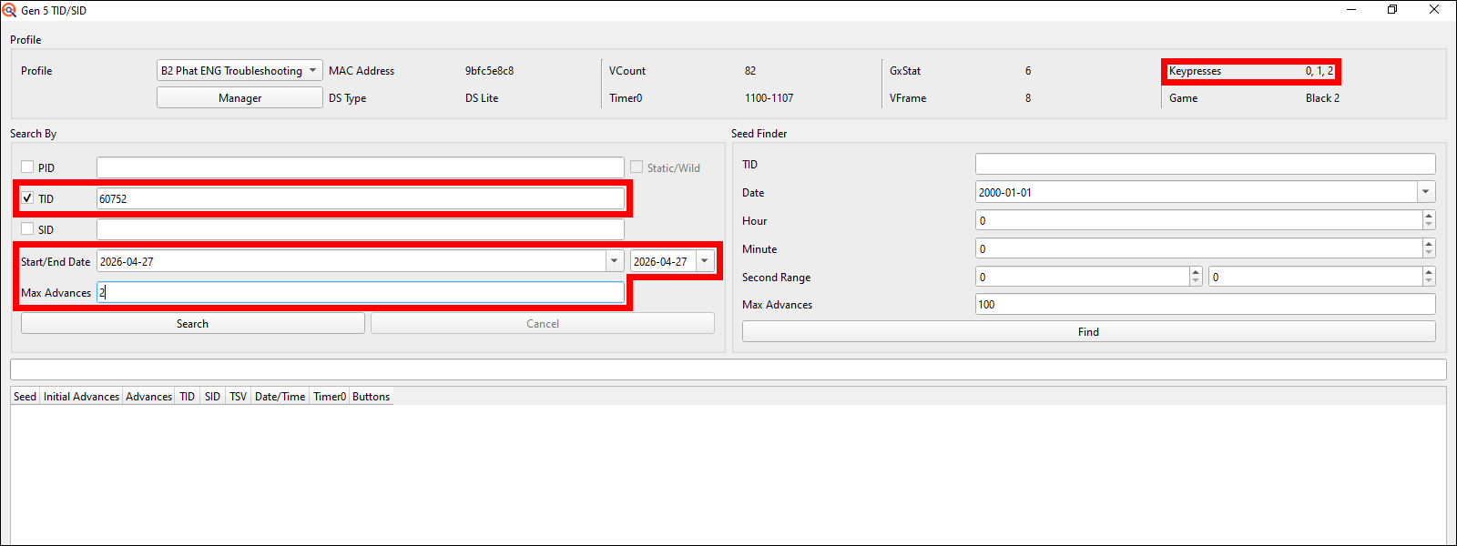 IDs window setup