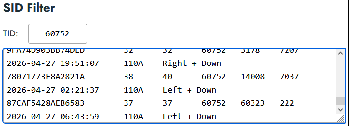 SID tool filled with pasted in TID/SID combos
