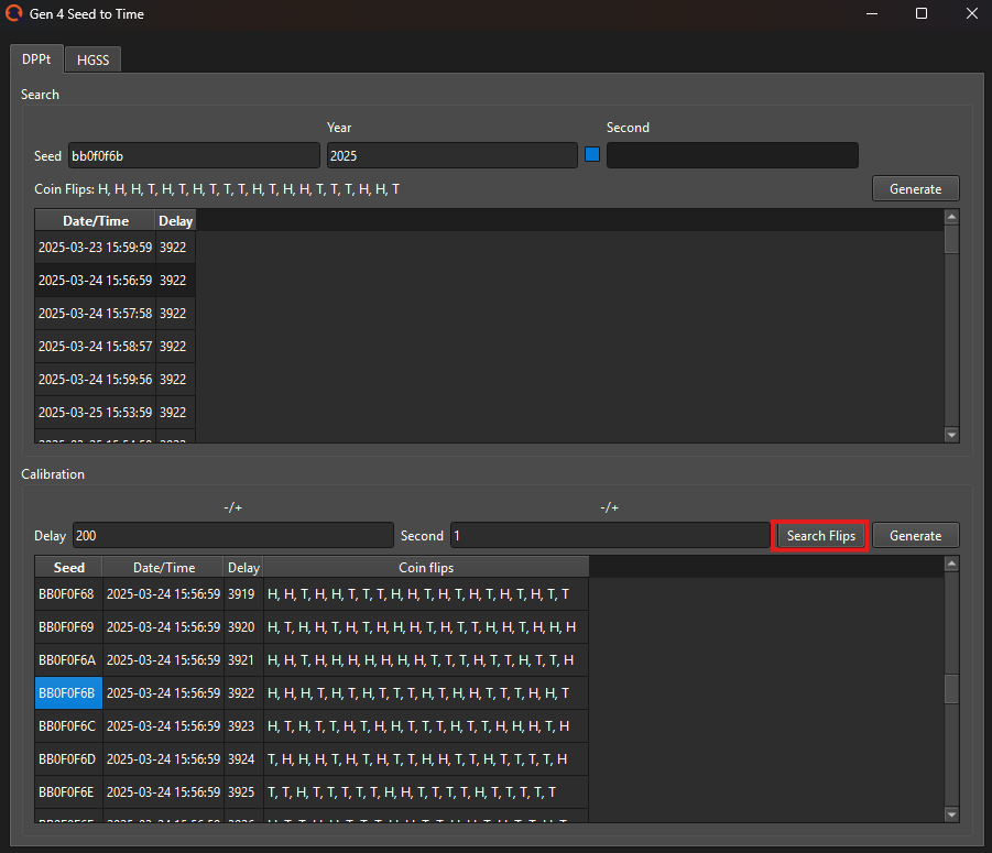 Where the coin Flip window in PokeFinder is